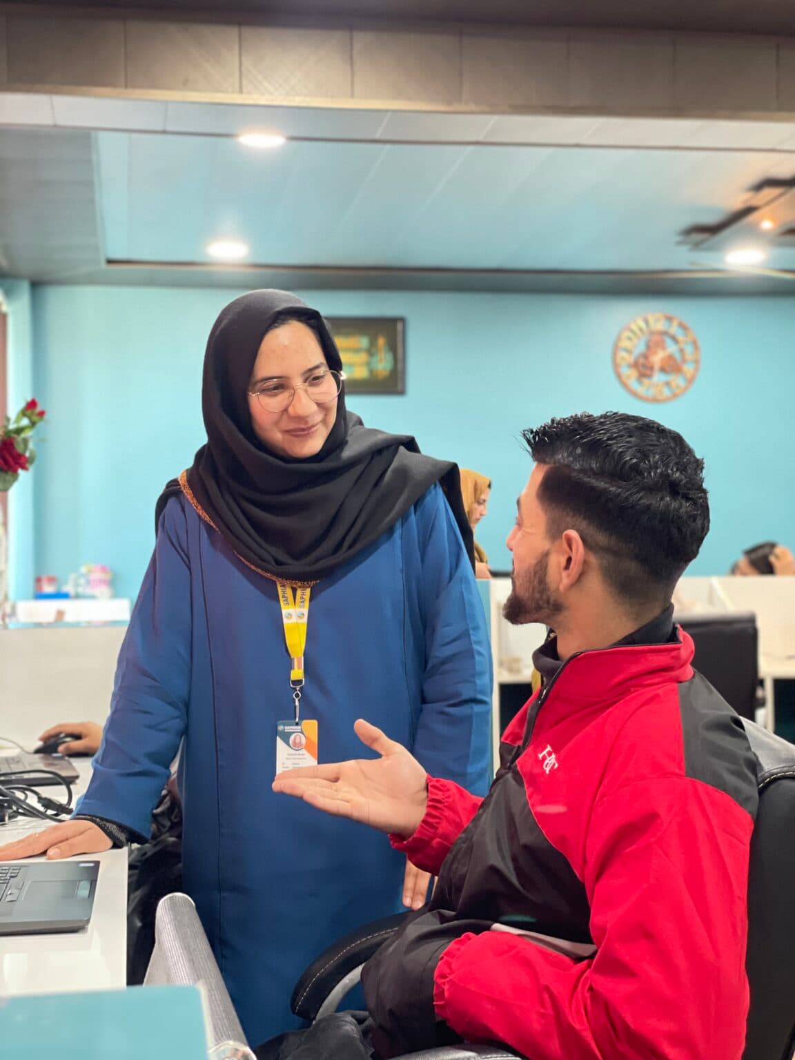 Saphiam team members in conversation